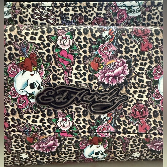 Ed Hardy cheetah skull wallet, wristlet Crossbody bag clutch NWT - Picture 2 of 16